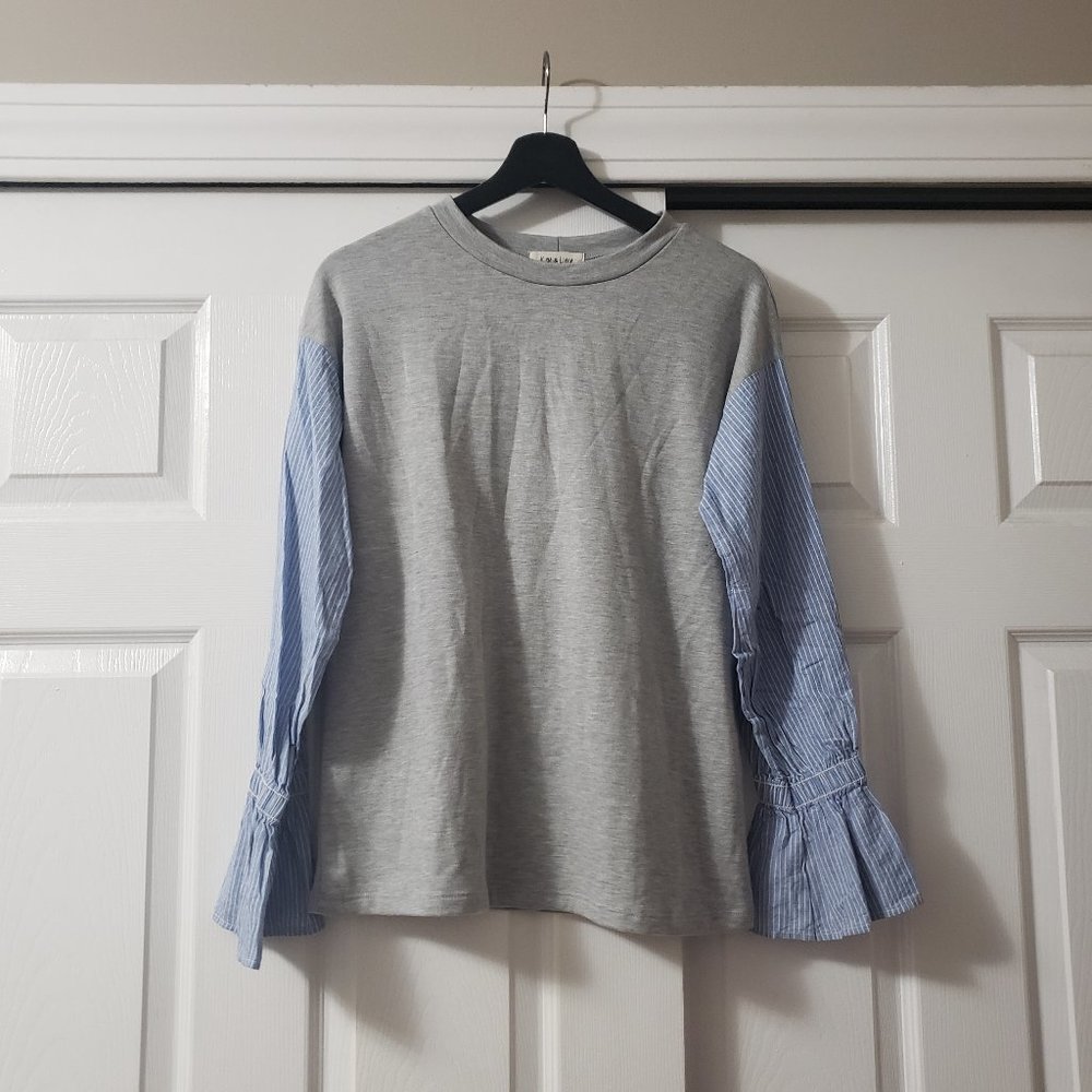 Key & Lime mixed media long sleeve blouse